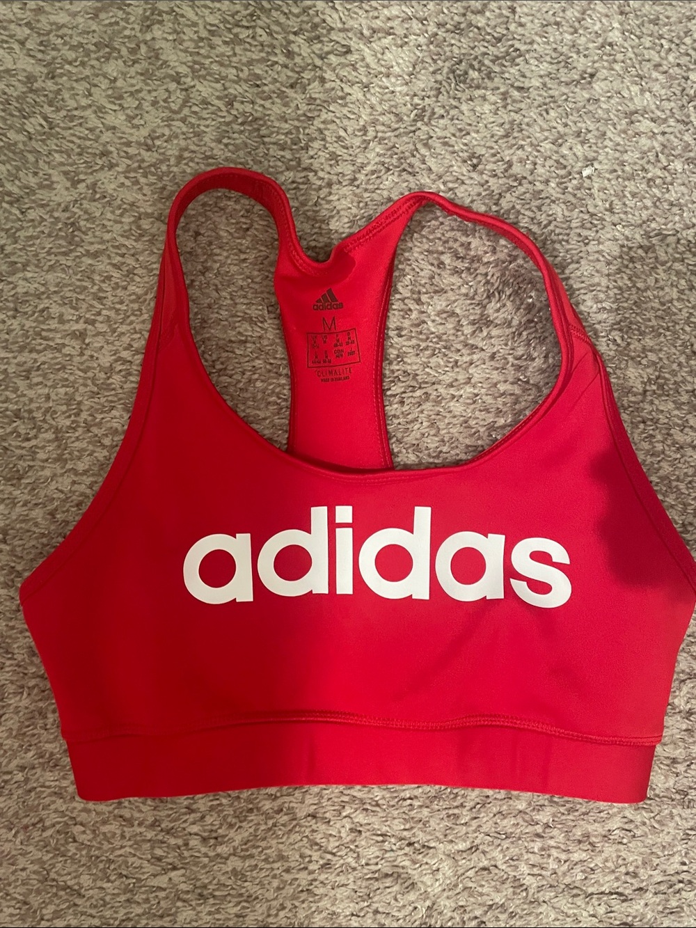 adidas Red and White Racerback Sports Bra medium like new
